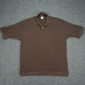 18 East Shirt Mens Medium Brown SS Giant Polo Short Sleeve Cotton Pique